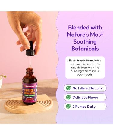 Ashwagandha and Saffron Supplement Contains KSM 66 and Saffron Extract Vegan Gluten-Free GMO-Free Daily Herbal Ashwagandha Supplement to Support Focus Clarity & Relaxation (Mixed Berry 60ml) - Buy Online on GoSupps.com