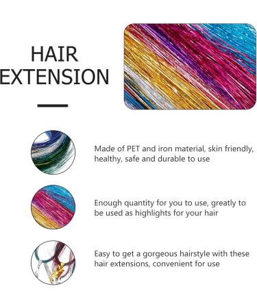 Lurrose 1 Set Piece hair color strip straight long hair strand highlights curly hairpieces hair sparkle strands clip in hair extension hair glitter strands hair strands iron prom tool - Buy Online on GoSupps.com