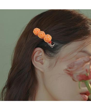 2 Pcs Mandarin Orange Hair Clips for Women and Girls - Cute Fruit Alligator Snap Clips for Trendy Hairstyles - Buy Online on GoSupps.com