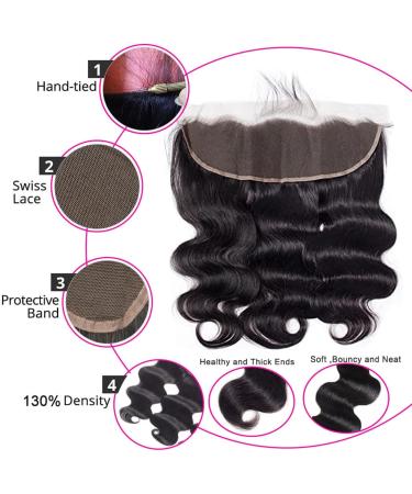 13X4 Frontal Hd Lace Frontal Closure Human Hair Body Wave Only Ear To Ear Closure Free Part Pre Plucked With Baby Hair 150% Density 12A Virgin Natural Black (20Inch 13X4 Body Wave Frontal) 20 inch 13X4BW-Natural Color - Buy Online on GoSupps.com