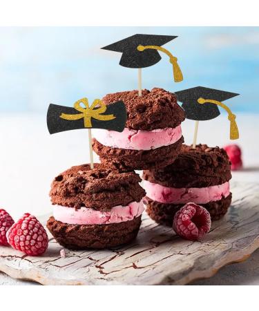 Honbay 24PCS Glitter Graduation Cupcake Toppers Graduation Cap and Diploma Cake Toppers Appetizer Picks Graduation Party Decorations for Celebration (2 Style) - Buy Online on GoSupps.com