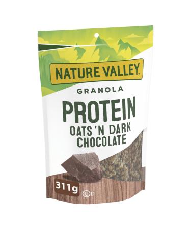 NATURE VALLEY Dark Chocolate Oats Protein Granola Cereal Granola Bars Made with Chocolate Chunks 311 Grams Package of Protein Granola Dark Chocolate Granola 311 g (Pack of 1)