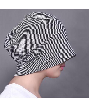 B Baosity Men Women Sleep Cap - Cotton Nightcap for Hair Care & Hair Loss - Black & White - Buy Online on GoSupps.com