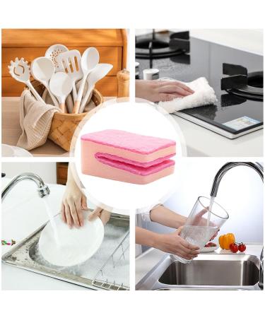 Scrub Sponges Kitchen | Scouring Pad Cleaning Sponge Dish Scrubber | Kitchen Sponges and Scrubbers Dish Wash Sponge Scrubbing Sponge for Cleaning Dishes Pink - Buy Online on GoSupps.com