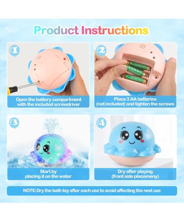 Octopus Bathly Toy: Light-Up Automatic Water Spray Toy for Kids - Smiling Blue - Buy Online on GoSupps.com