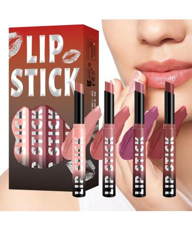 Matte Lipstick Set Moisturizing Long Lasting Shine Waterproof Moisturizing 4X Gloss for All Day Wearing Comfort Festive Solid Coverage for Parties Dates & Weddings - Buy Online on GoSupps.com
