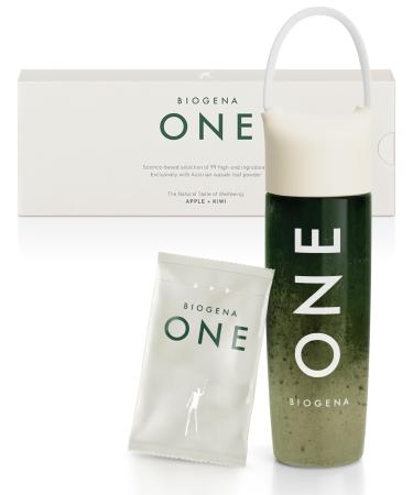 BIOGENA ONE All-in-one Greens Powder - Supports Energy Metabolism & Immune Function**- 99 Nutrients with Probiotics Vitamins & CoQ10 - No Added Sugar - Apple-Kiwi - 30 Travel Packs + Bottle