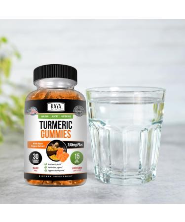 Kaya Naturals Turmeric Supplements Gummies - Pure Nature Turmeric Curcumin -Turmeric Ginger Gummies - 30 Count Gummy - Turmeric with Black Pepper Extract 30 Count (Pack of 1) - Buy Online on GoSupps.com