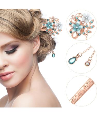 OSALADI Japanese Hair Pin s for Bridal Headpieces for Chinese Hair Sticks Rhinestone Hair Clip Women's Hair Clips Hair Gems for Women Wooden Chopsticks Accessories for Hair Opal Miss Bun - Buy Online on GoSupps.com