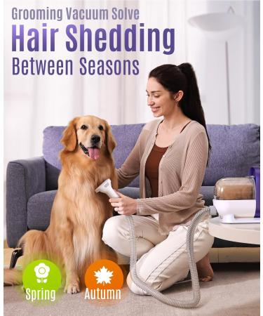 oneisall Dog Grooming Vacuum Kit | 99% Suction Pet Hair Remover with 4 Grooming Tools | Purple Dog Hair Vacuum Groomer - Buy Online on GoSupps.com