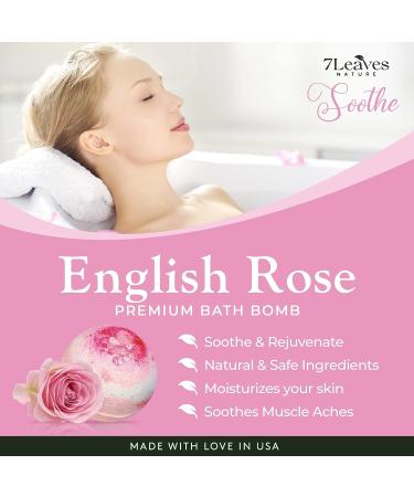 7Leaves Nature English Rose Premium Bath Bomb 6oz - All-Natural Fizzies for Moisturized Skin, Relaxing Bubble Bath - Gift Idea for Birthday, Mothers Day, Valentines, Anniversary, Christmas - Buy Online on GoSupps.com