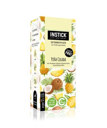 Intick |Sugar -free instant drink - Pi a Colada |1 pack for 12 x 1.5 l |Vegan low in calories with vitamin C flavored instant beverage powder for water