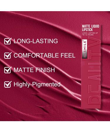Matte Liquid Lipstick for Women - Super Velvet Matte Lip Gloss Long Lasting Waterproof Pink Tint | Perfect Valentine's Gift - Buy Online on GoSupps.com