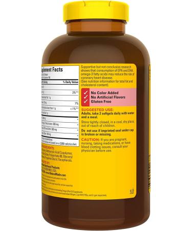 Nature Made Burp-Less Fish Oil 1000mg with 300mg Omega-3 | 320 Softgels for Healthy Heart | 160 Day Supply | Dietary Supplement - Buy Online on GoSupps.com