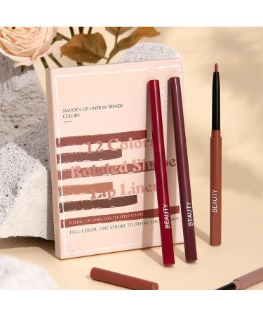 12 couleurs lipliner crayon set haute pigmentation imperm able l'eau naturel velours l vres maquillage Soft pencil durable mat lisse ultra fine lipliner Nu Rouge - Buy Online on GoSupps.com
