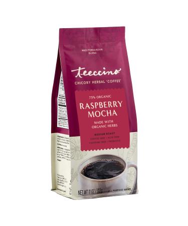 Teeccino Chicory Coffee Alternative  Raspberry Mocha  Ground Herbal Coffee Thats Prebiotic Caffeine Free  Acid Free Dark Roast 11 Ounce (Pack of 1)