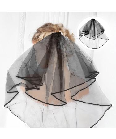 Lurrose Black Wedding Veil - Elegant Short Veil with Comb | Women's Costume Accessory for International Shipping - Buy Online on GoSupps.com