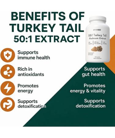 BUY THE CRAVE Freeze-Dried Turkey Tail Mushroom 50:1 Extract Capsules 500 mg 240 Count (240 Servings) Immune Support Antioxidant-Rich Non-GMO Gluten-Free Dietary Supplement - Buy Online on GoSupps.com