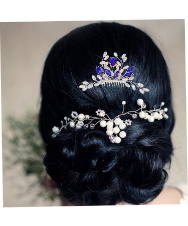 Angoily Bridal Hair Comb Tiara Hair Teasing Comb Hair Decor Accessory Pearl Tiara Wedding Hair Comb Bridal Headdress Golden Hair Accessories Western Style Rhinestones Bride - Buy Online on GoSupps.com