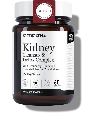 Kidney Cleanse Supplements Kidney Support Formula with Premium Cranberry Extract- Healthy Kidneys and Urinary Tract Support- Juniper Uva Ursi Nettle Leaf & More 60 Veg Caps- Amalth