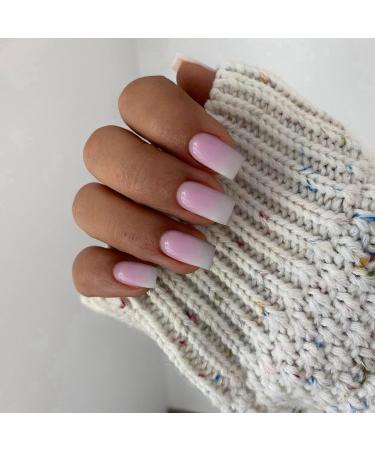 Glossy Gradient Pink Press on Nails Medium Short Square Xcreando Salon Like Coffin Fake Nails Glue on Stick on Nails for Women Natural Press on Nails for Women 24PCS Elegant Pink - Buy Online on GoSupps.com