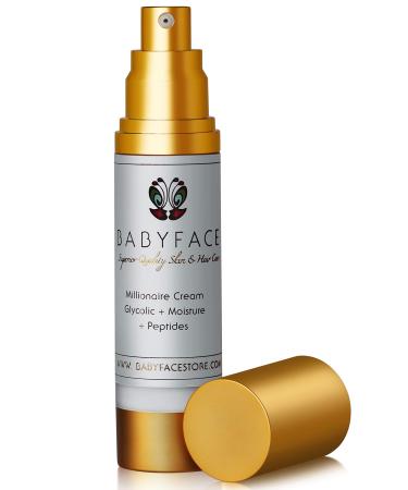 Babyface 10% Glycolic Acid Millionaire Cream Anti-Aging Daytime Nighttime Moisturizer + AHA CoQ10 Tamanu Oil Vitamin C 1.8 oz.