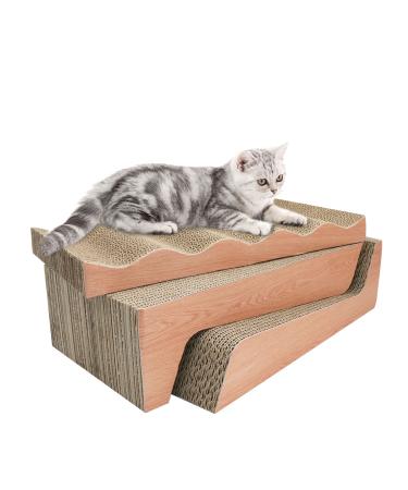 RUMUUKE Cat Scratcher Pad Cardboard Lounge Bed Corrugated Scratching Pad with Catnip 3 Packs Durable Reversible wood