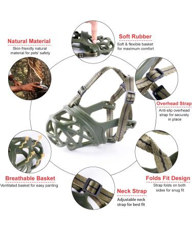 Breathable Dog Muzzle for All Sizes - Stop Biting Barking & Chewing | X-Small Green - Buy Online on GoSupps.com