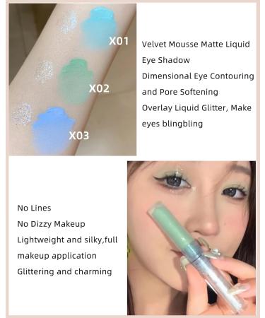 Liquid Matte Glitter Eye Shadow Shimmer Liquid EyeShadow Kit 3 Pcs 2 In 1 High Pigmented Velvet Cream Eyeshadow Eyeliner Stick Quick Drying Long Lasting Create Korean Christmas Eye Makeup for Gril-C C Colors - Buy Online on GoSupps.com