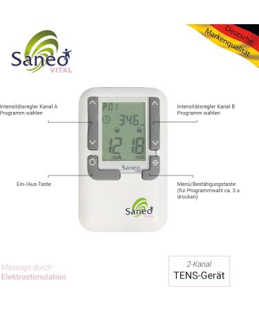 Saneovital Massage & EMS Device - TENS Nerve Stimulator for Electrotherapy | International Shipping Available - Buy Online on GoSupps.com