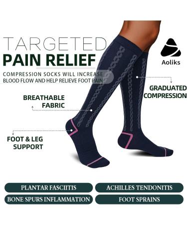 Medical Graduated Compression Socks 30-40 mmHg - 2 Pack, Extra Firm Support, Knee High Circulation Socks for Men & Women - Black Cable Pattern, Large-X-Large - Buy Online on GoSupps.com