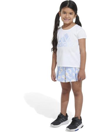 adidas Girls Short Sleeve Tee & French Terry Pleated Skort Set 6X - White | Shop Now - Buy Online on GoSupps.com