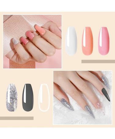 ROSALIND Poly Nail Gel Set Clear Pink Poly Nail Gel Colours 6PCS Poly Extension for Nails Poly Clear Gel Poly Builder Easy Nail DIY at Home for Nail Enhancement Art Design 1-white Nude Pink - Buy Online on GoSupps.com