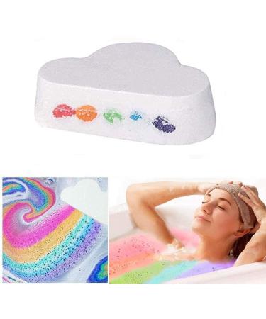 Rainbow bomb bomb magical rainbow bomb with organic swimming salt and colorful bladder effect rainbow foam bath for children women birthday present (white)
