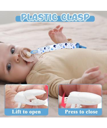 8Pcs Personalised Dummy Clip Set for Boys | Silicone Ring Adapter | Baby Pacifier Holders | Soother Clips Chain | Newborn Essentials Blue - Buy Online on GoSupps.com