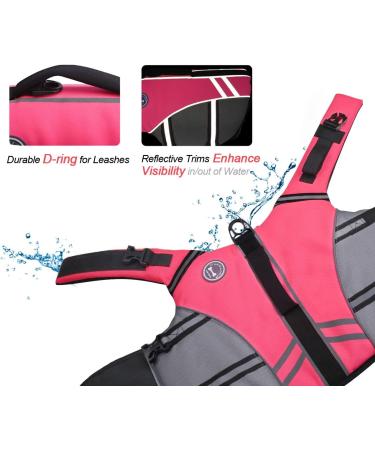 Vivaglory Sportstil Fluid Dog Life Jacket - Adjustable Durable Safe Buoyancy for Large Dogs (Neon Pink L: 66-79 cm) - Buy Online on GoSupps.com