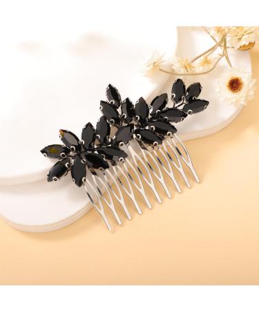 Kercisbeauty Vintage Black Rhinestones Hair Comb Side Headpiece for Wedding Brides Women Girls Halloween Gothic Jewelry - Buy Online on GoSupps.com