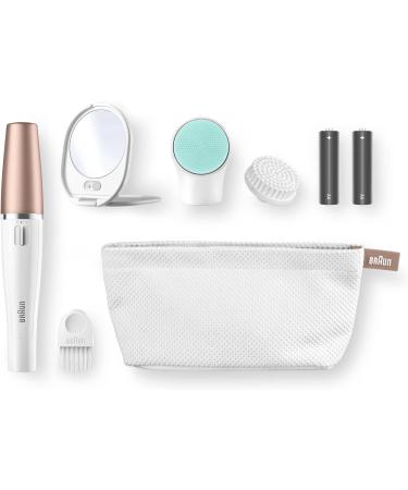 Braun FaceSpa 3-in-1 Epilator Hair Removal & Cleansing Brush | Lighted Mirror & Beauty Pouch Included | White 851V - Buy Online on GoSupps.com