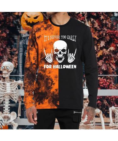Halloween Tie Dye Skull 3D Printed Long Sleeve T-Shirt for Men | Hipster Graphic Tee | X-Large - Buy Online on GoSupps.com
