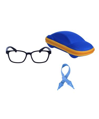 JoXiGo Computer Glasses Against Blue Light for Kids Baby Boys and Girls (3-7 Years) + Glasses Strap + Glasses Case Black