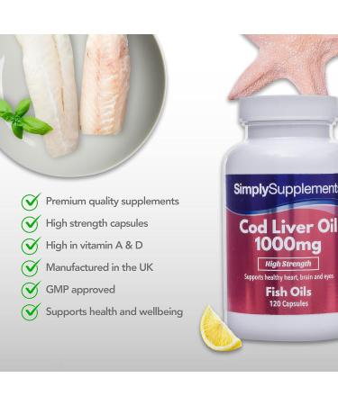 Cod Liver Oil 1000mg - 120 Capsules | 4-Month Supply | SimplySupplements - Premium Quality Omega-3 & Vitamins - Buy Online on GoSupps.com