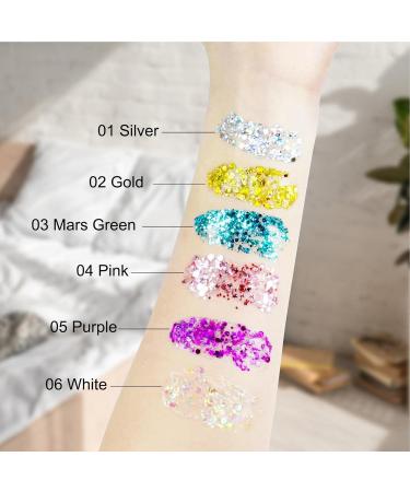  Stronrive Body Glitter Gel 6 Colors Shimmering Face and Body Gel Chunky Holographic Glitter Gel Long-Lasting and Easy-to-Remove Shiny Makeup - Buy Online on GoSupps.com