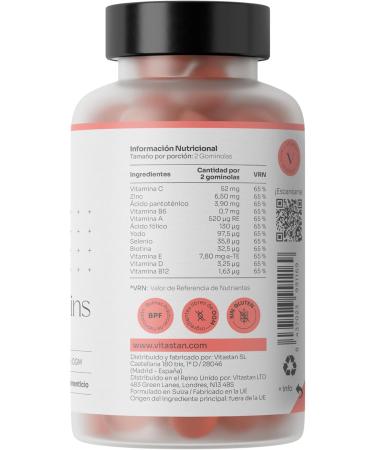 Vitastan 60 Multivitamin Gummies - Vitamins B2 B6 and B12 - Contribute to Energy Metabolism - Strengthens the Immune System - 100% Free - Suitable for Men and Women - Buy Online on GoSupps.com