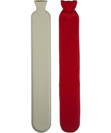 2L Tube Hot Water Bottle with Soft Cover - Grey & Red - Extra Long 72cm for Neck & Shoulders - Buy Online on GoSupps.com