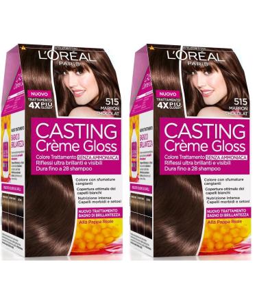L'Or al Paris Casting Creme Gloss tratamiento colorante para el cabello sin amoniaco para una fragancia agradable. Marron Chocolat 515 (Lot de 2) Brun 1 unit (Lot de 2)