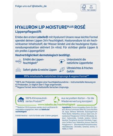  Labello Labello Hyaluronic Acid Lip Balm for 24H Hydration Menthol Lip Balm and Ultra Light Texture Highlights Natural Lip Colour  - Buy Online on GoSupps.com