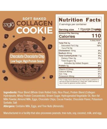321glo Collagen Cookies | Soft Baked  High Protein Cookies | Low Carb  Low Sugar |12 Pack (Chocolate Chocolate Chip) - Buy Online on GoSupps.com