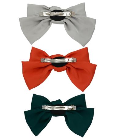 Women & Girls Chiffon Large Hair Clips - 3 Pack in Green Gray Orange | Stylish Accessories for All Occasions - Buy Online on GoSupps.com