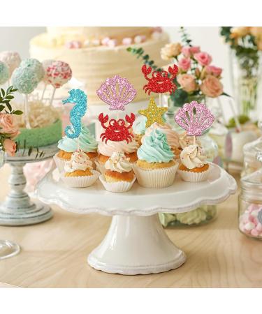 24 PCS Ocean Sea Theme Cupcake Toppers Sea Theme Birthday Party Cupcake Picks Dessert Decorations Supplies Baby Shower Birthday Anniversary Party Supplies - Buy Online on GoSupps.com