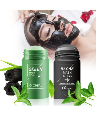 2 Piece Green Tea Mask,Green Tea Mask Stick,Blackhead Remover Mask,Deep Pore Cleansing Green Tea Mask for All Skin Types Women Men